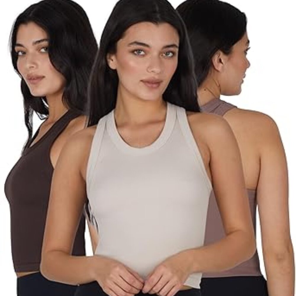 90 Degree by Reflex, 3-Pack Seamless Crop Tanks, Large, NWOT